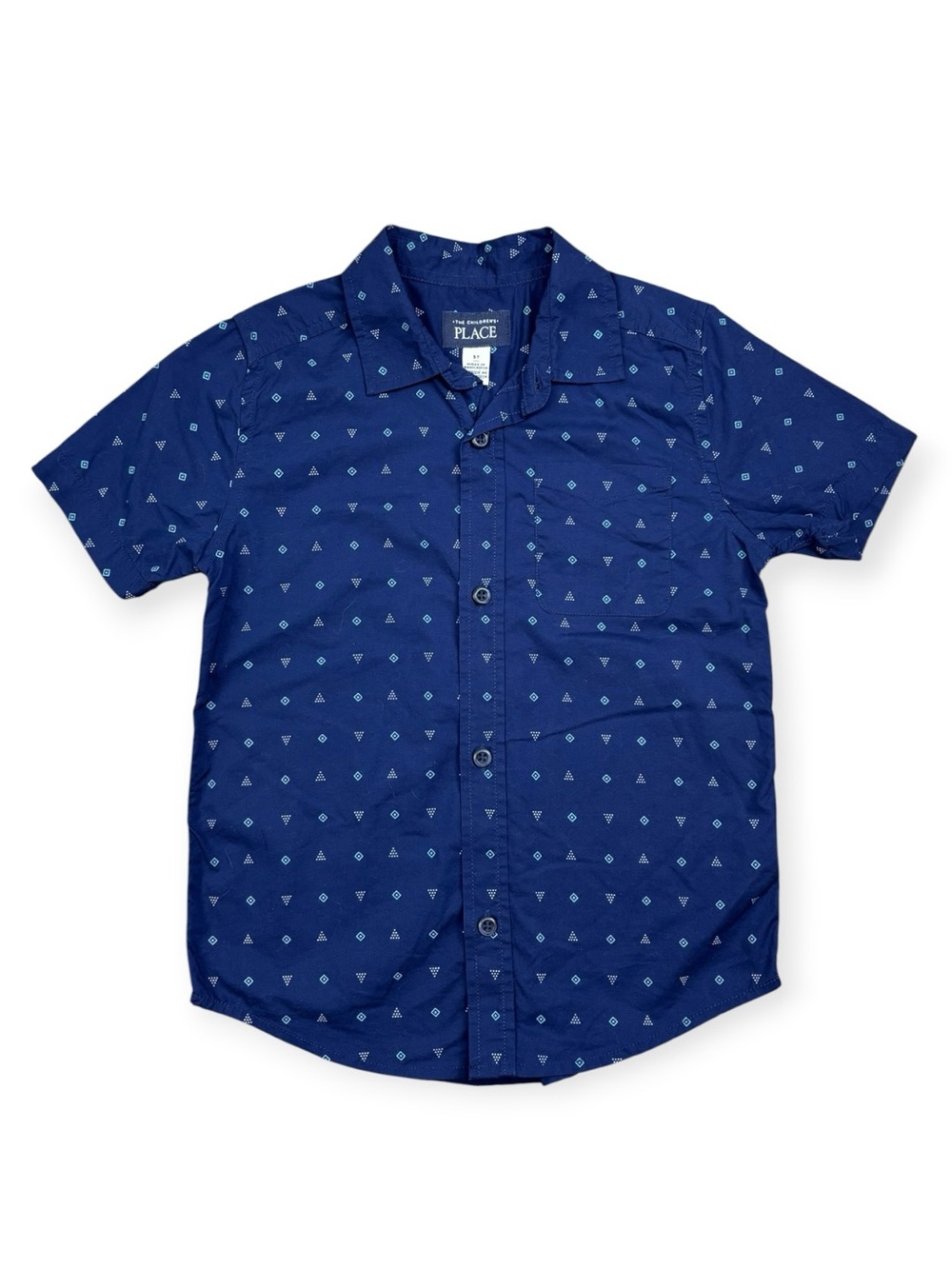 Children’s Place Button Down Short Sleeve Shirt 5T Triangles